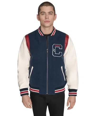 Champion Men's Mixed-media Varsity Bomber Jacket In Black