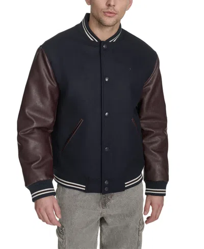 Champion Men's Mixed Media Varsity Jacket In Multi