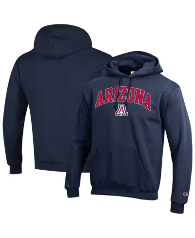 Champion Men's Navy Arizona Wildcats Arched Logo Fleece Pullover Hoodie In Blue