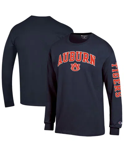 Champion Men's Navy Auburn Tigers Arch Over Logo 2-hit Long Sleeve T-shirt In Multi
