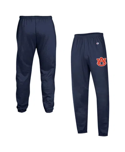 Champion Men's Navy Auburn Tigers Powerblend Banded Fleece Sweatpants In Blue