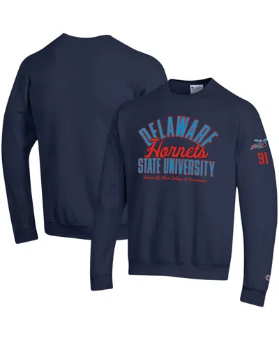 Champion Men's Navy Delaware State Hornets 2-hit Powerblend Pullover Sweatshirt