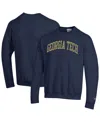 Champion Men's Navy Georgia Tech Yellow Jackets Basic Arch Fleece Pullover Sweatshirt In Blue