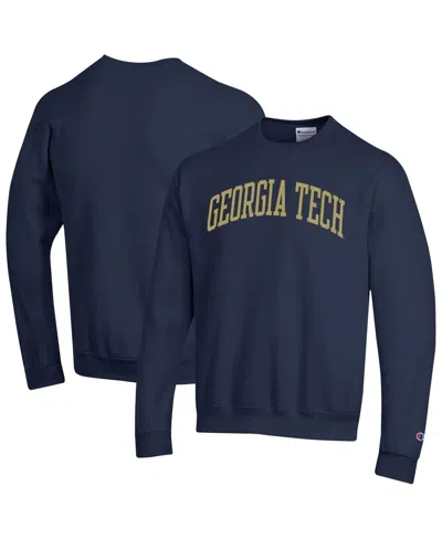 Champion Men's Navy Georgia Tech Yellow Jackets Basic Arch Fleece Pullover Sweatshirt In Blue