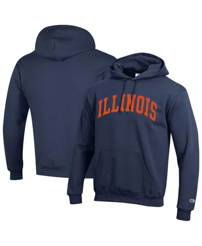 Champion Men's Navy Illinois Fighting Illini Basic Arch Fleece Pullover Hoodie In Blue