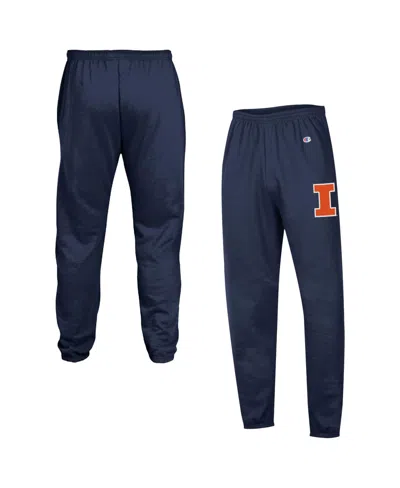 Champion Men's Navy Illinois Fighting Illini Power Blend Banded Fleece Sweatpants In Blue