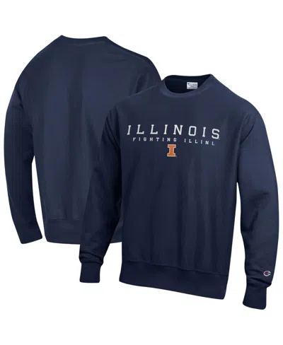 Champion Men's Navy Illinois Fighting Illini Relentless Reverse Weave Sweatshirt In Blue
