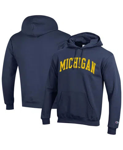 Champion Navy Michigan Wolverines Basic Arch Fleece Pullover Hoodie In Blue