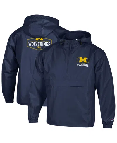 Champion Men's Navy Michigan Wolverines Delay Packable Half-zip Jacket In Blue