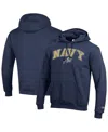 Champion Men's Navy Midshipmen Arched Logo Fleece Pullover Hoodie In Blue