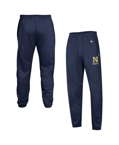Champion Men's Navy Midshipmen Power Blend Banded Fleece Sweatpants In Blue