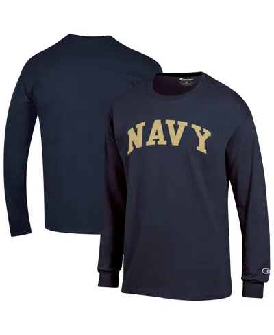 Champion Navy Navy Midshipmen Basic Arch Long Sleeve T-shirt In Blue