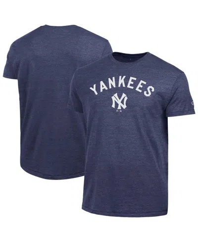 Champion Navy New York Yankees Cooperstown Wordmark Lockup Tri-blend T-shirt In Blue