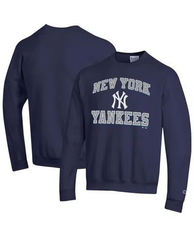 Champion Men's Navy New York Yankees Heart Soul Powerblend Sweatshirt In Blue