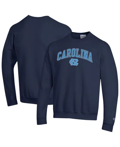 Champion Navy North Carolina Tar Heels Arch Over Logo Pullover Sweatshirt In Blue