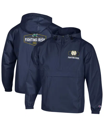 Champion Men's Navy Notre Dame Fighting Irish Delay Packable Half-zip Jacket In Blue