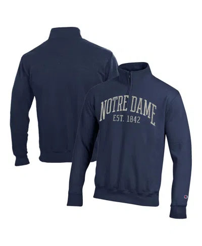 Champion Men's Navy Notre Dame Fighting Irish Powerblend Quarter-zip Pullover Sweatshirt In Blue