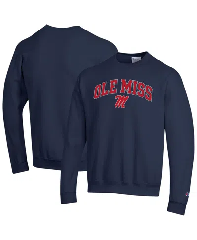 Champion Men's Navy Ole Miss Rebels Arch Over Logo Pullover Sweatshirt In Blue