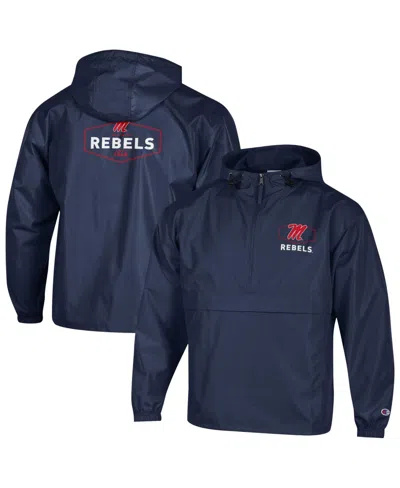 Champion Men's Navy Ole Miss Rebels Delay Packable Half-zip Jacket In Blue