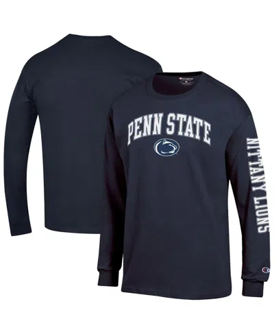 Champion Navy Penn State Nittany Lions Arch Over Logo 2-hit Long Sleeve T-shirt In Blue