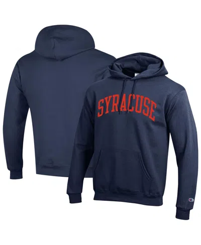 Champion Men's Navy Syracuse Orange Basic Arch Fleece Pullover Hoodie Sweatshirt In Blue