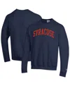 Champion Men's Navy Syracuse Orange Basic Arch Fleece Pullover Sweatshirt In Blue