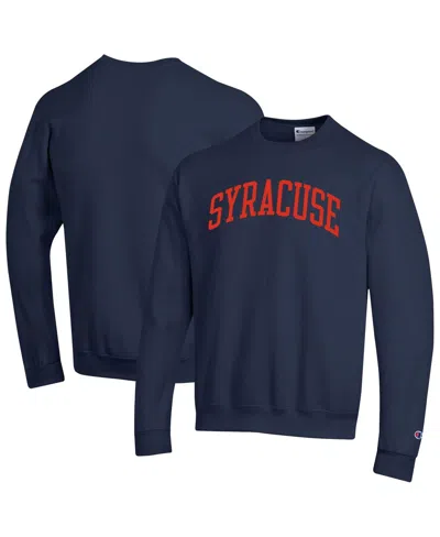 Champion Men's Navy Syracuse Orange Basic Arch Fleece Pullover Sweatshirt In Blue