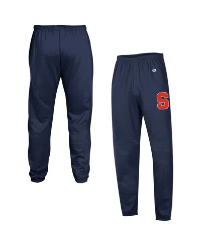 Champion Men's Navy Syracuse Orange Power Blend Banded Fleece Sweatpants In Blue