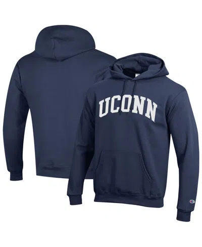 Champion Navy Uconn Huskies Basic Arch Fleece Pullover Hoodie In Blue