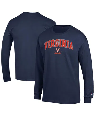 Champion Men's Navy Virginia Cavaliers Arch Over Logo Long Sleeve T-shirt In Blue