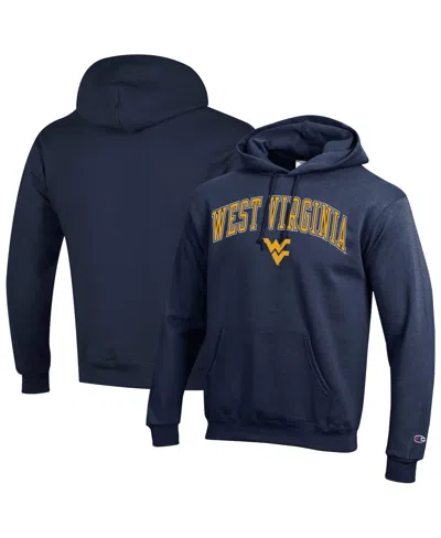 Champion Men's Navy West Virginia Mountaineers Arched Logo Fleece Pullover Hoodie In Blue
