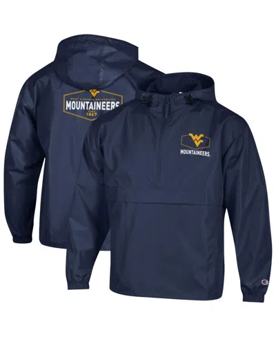 Champion Men's Navy West Virginia Mountaineers Delay Packable Half-zip Jacket In Blue