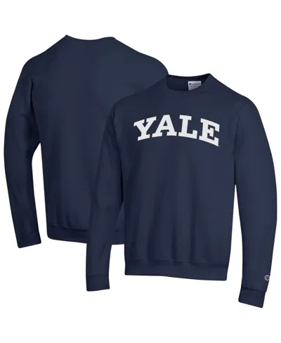 Champion Men's Navy Yale Bulldogs Basic Arch Fleece Pullover Sweatshirt In Blue