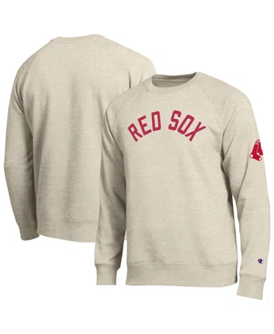 Champion Men's Oatmeal Boston Red Sox All-star Soft Felt Raglan Sweatshirt In White