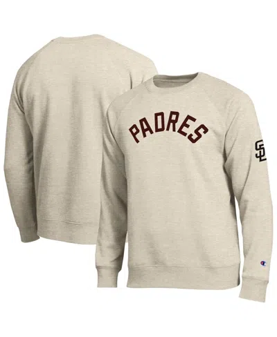 Champion Men's Oatmeal San Diego Padres All-star Soft Felt Raglan Sweatshirt In Brown