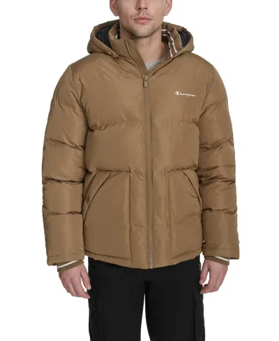 Champion Men's Puffer With Hood Jacket In Brown