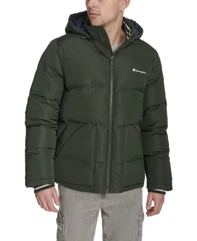 Champion Men's Puffer With Hood Jacket In Green