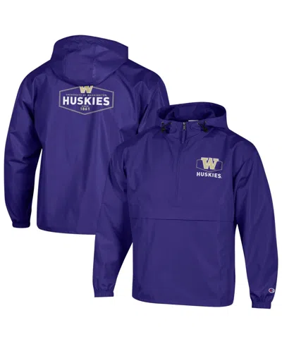 Champion Men's Purple Washington Huskies Delay Packable Half-zip Jacket In Blue