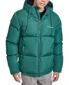 Champion Men's Quilted Full-zip Hooded Puffer Jacket In Rain Forest