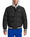 Champion Men's Quilted Full-zip Varsity Puffer Jacket In Black