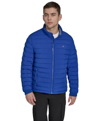 Champion Men's Quilted Long-sleeve Jacket In Blue