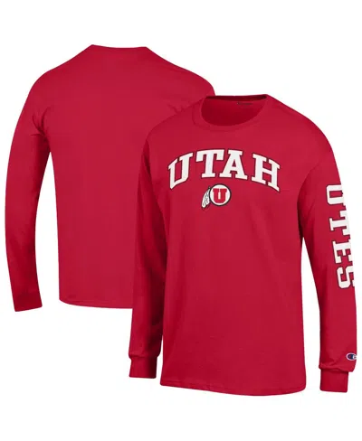 Champion Men's Red Utah Utes Arch Over Logo 2-hit Long Sleeve T-shirt