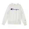 Champion Men's Reverse Weave Big Logo Crewneck Sweatshirt In White