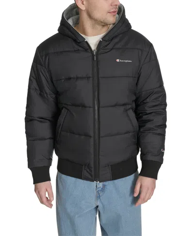 Champion Men's Reversible Bomber With Hood Jacket In Black