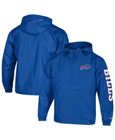 Champion Men's Royal Buffalo Bills Packable Hooded Windbreaker Half-zip Jacket In Blue