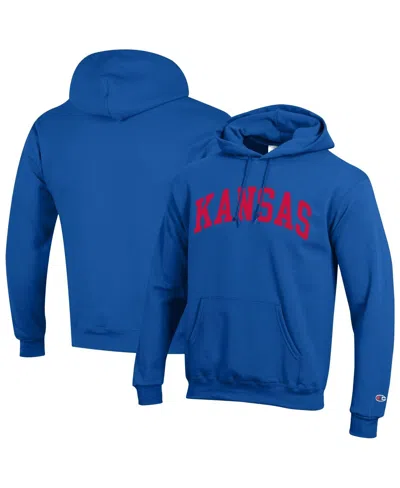 Champion Men's Royal Kansas Jayhawks Basic Arch Fleece Pullover Hoodie In Blue