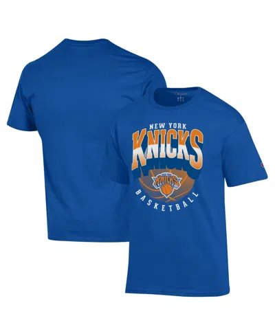 Champion Men's Royal New York Knicks Fade Jersey T-shirt In Blue