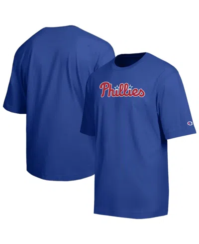 Champion Royal Philadelphia Phillies All Star Chenille Wordmark T-shirt In Blue