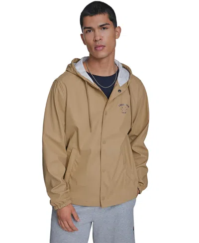 Champion Men's Rubberized Hooded Rain Jacket In Brown