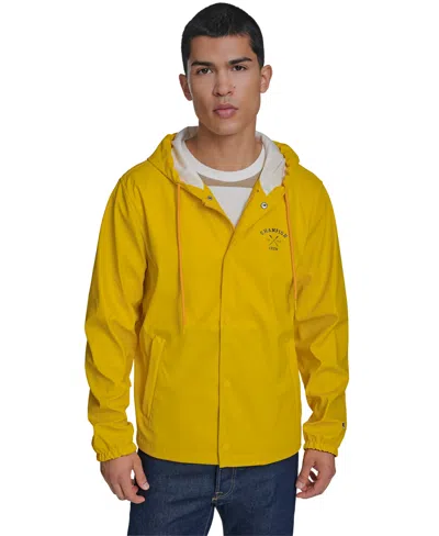 Champion Men's Rubberized Hooded Rain Jacket In Yellow